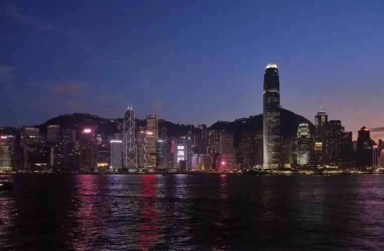 香港维多利亚港的日落景色