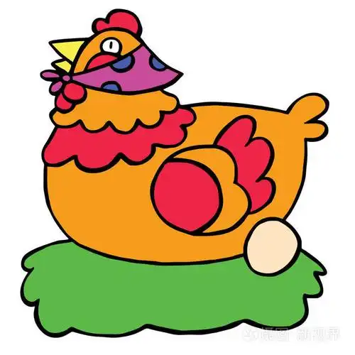 可爱的卡通母鸡在白色背景为儿童版画, t恤, 彩色书, 有趣和友好的