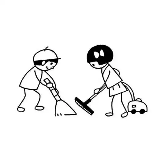 女孩打扫卫生简笔画有颜色