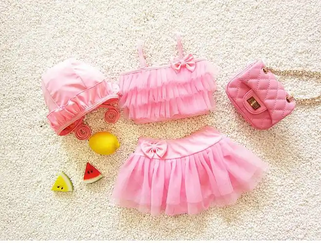 儿童创意演出服 女童泳装走秀t台模特走秀 舞台表演 比基尼走秀