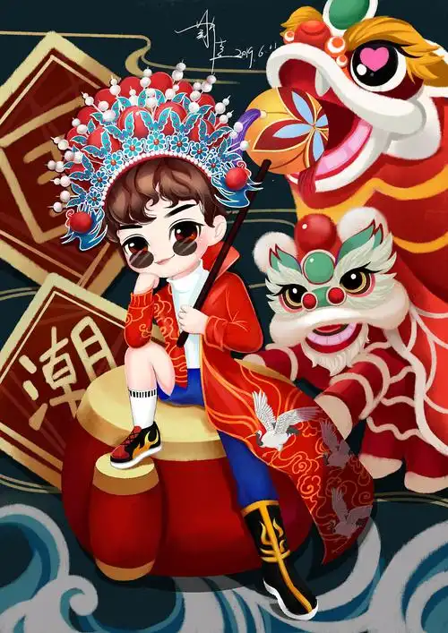 中国风国潮元素主题插画