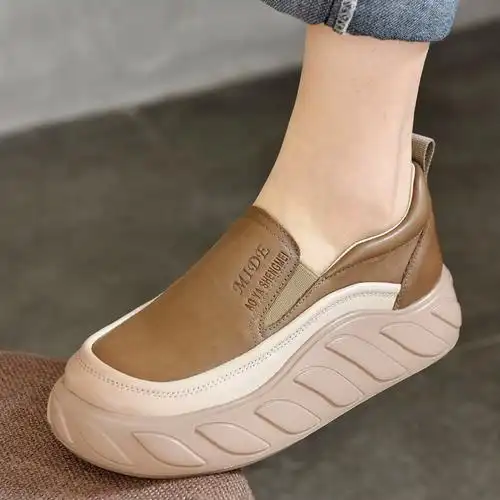 mzsh意大利小众厚底老爹鞋女休闲真皮百搭低帮鞋设计感运动女鞋潮