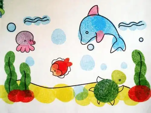 儿童手指印纽扣2018创意小礼物白底填涂色一件代发diy手指画贺卡手工