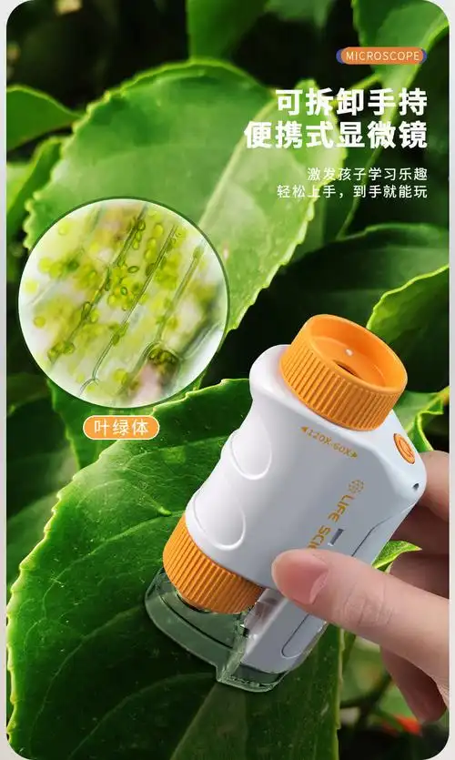儿童光学显微镜1200倍便携式小学生科学器材生物实验套装玩具儿童