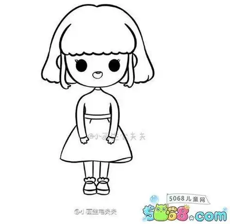 穿蛋糕裙的女孩简笔画