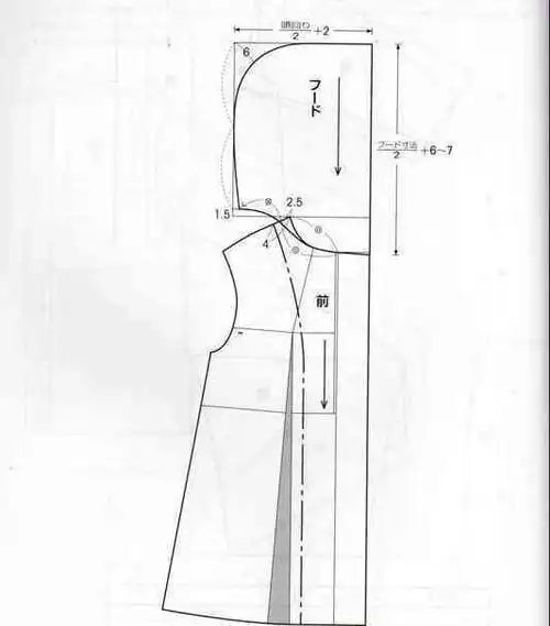 服装打版-连帽女大衣打版裁剪制图