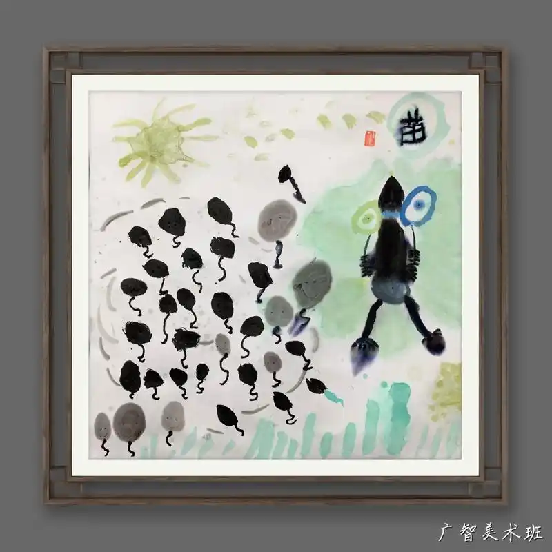 童真童趣水墨画.小蝌蚪找妈妈#一起学画画 #想画就画 #儿童 - 抖音