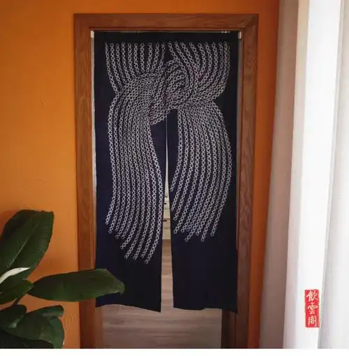 扎染日式门帘云南特色工艺纯棉植物蓝染厚实遮光隔断帘85150cm双色花