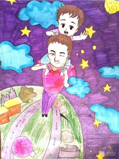 儿童画创意父亲节主题少儿美术课例分享我的爸爸是超人