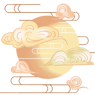 手绘国风古风云纹月亮装饰图案