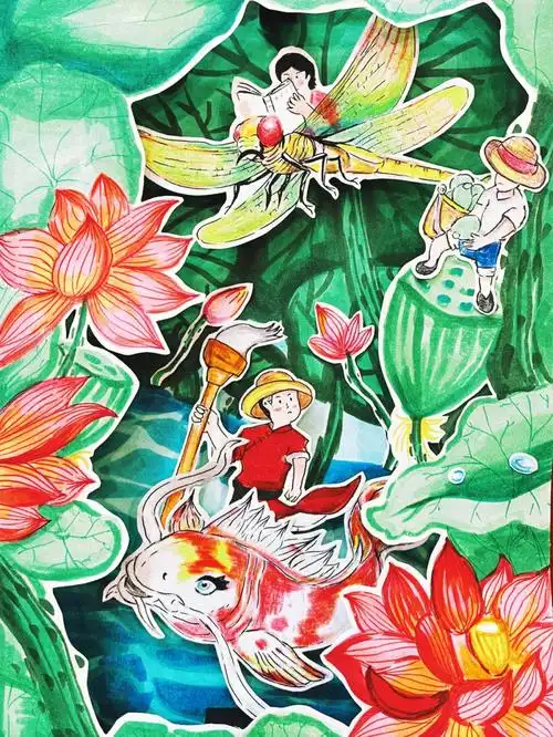 节气课程主题的作品都很惊艳,先分享个#大暑#的作品儿童美术[话题]