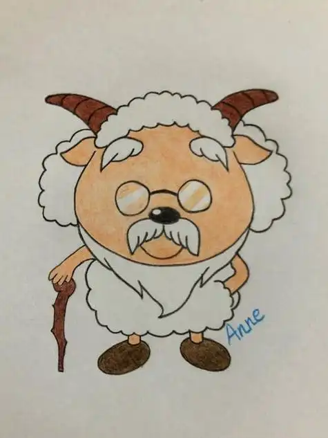 彩铅画喜羊羊村长简笔画卡通入门绘图过程