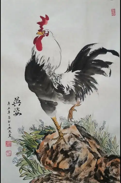 王兴民国画公鸡:公鸡全集国画展现