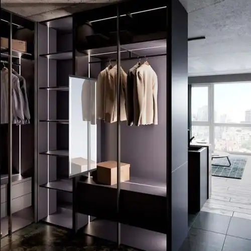 衣柜镜子隐藏式衣帽间带灯智能穿衣镜衣柜推拉led全身镜