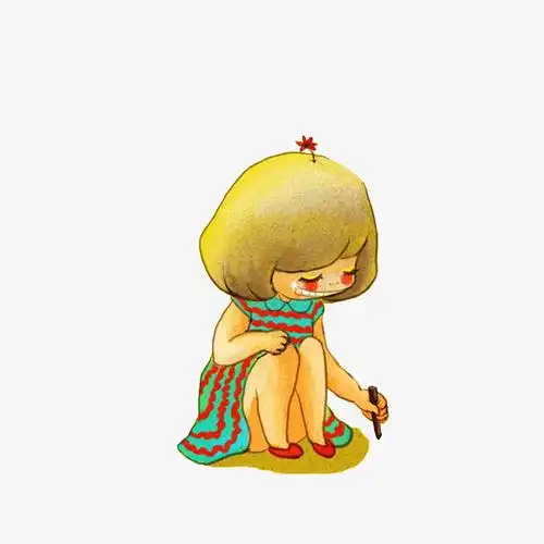 蜷缩在地上写字的女孩