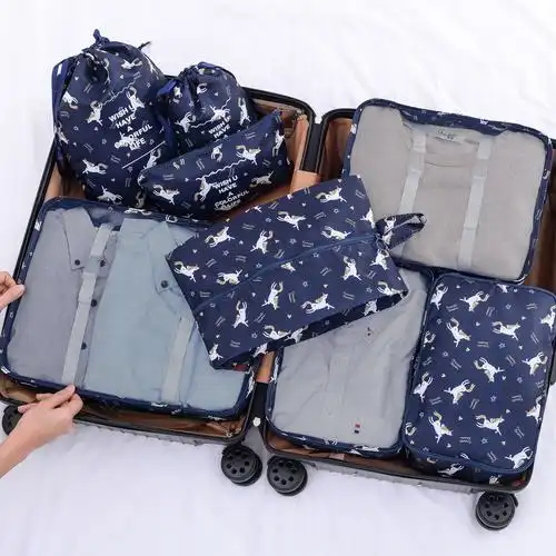 旅行收纳袋行李箱衣服旅游鞋子内衣收纳包整理袋套装八件套七件套