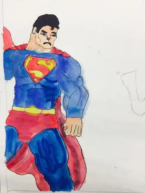 振琪超人画的很认真,上色很棒,要对自己有信心!