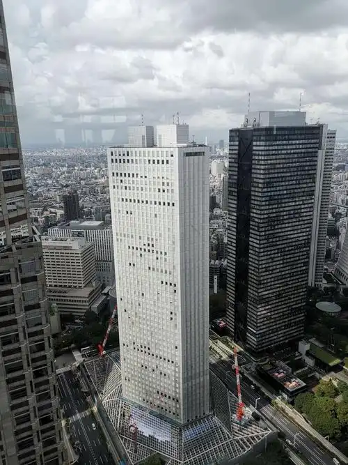 这是东京全景,密密麻麻的高楼大厦,难得的绿色土地是足球场,寸土寸金