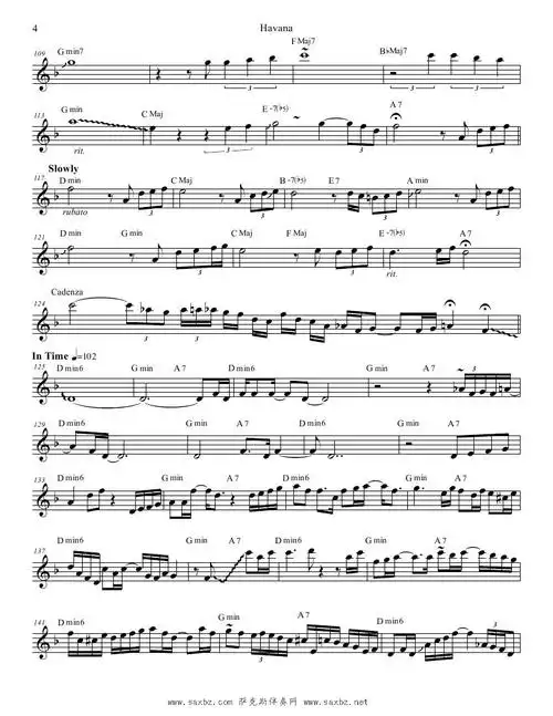 havana-kenny g-sopranotenor(五线谱)_曲谱下载--萨克斯伴奏网