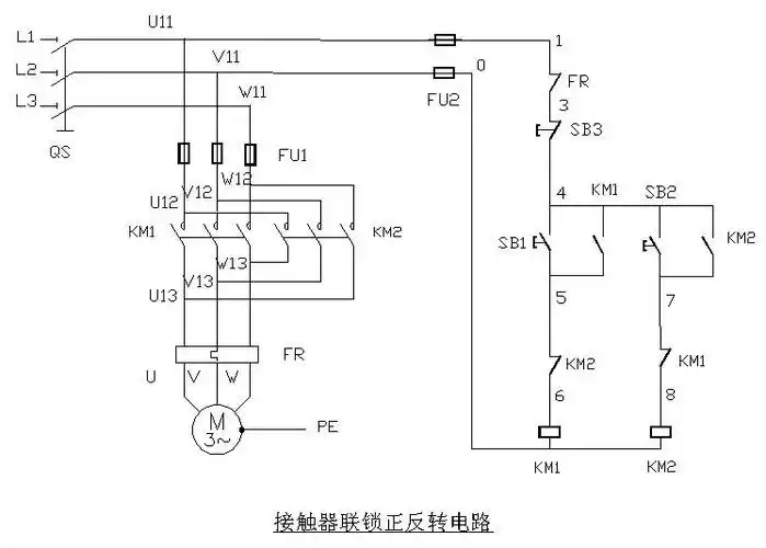 电工新手,请教老师傅,发张控制电动机正反转电路图和实物接线图,发到