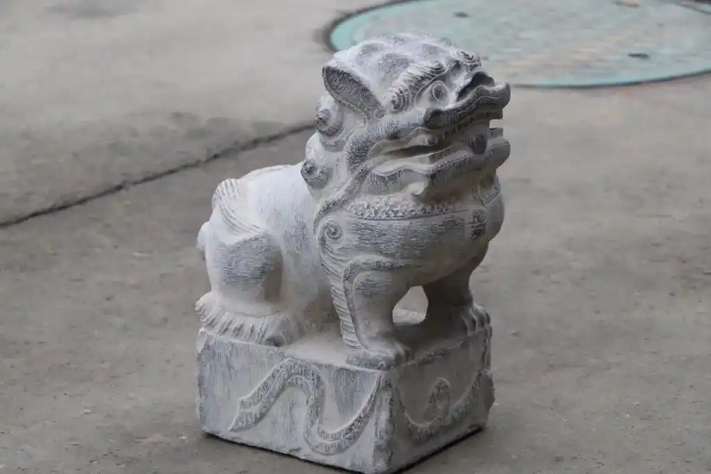 青石手工雕刻关中道中堂狮子摆件长32厘米宽21厘米高45厘米