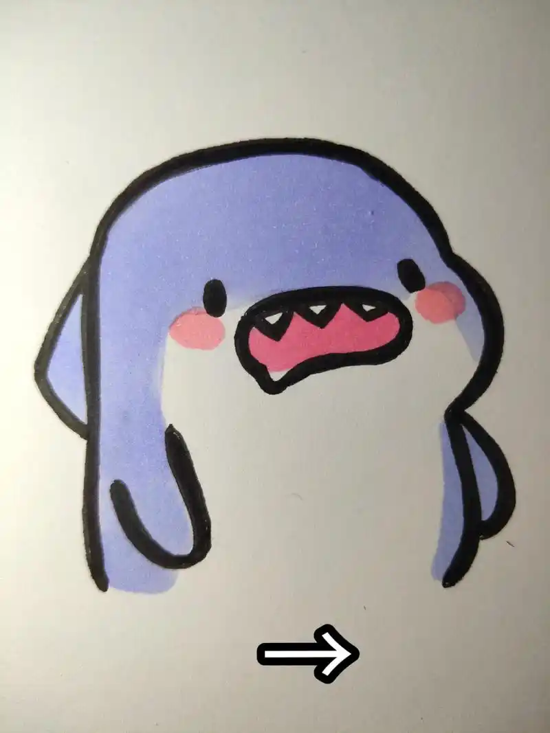 手绘 #小鲨鱼 #画渣日常  - 抖音