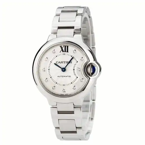 卡地亚蓝气球精钢原镶时标钻自动机械女表