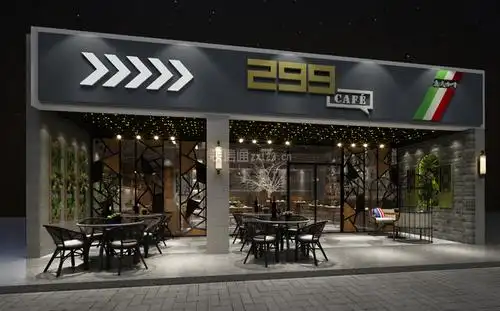 咖啡厅门头设计效果图片 2020咖啡厅门头设计图片