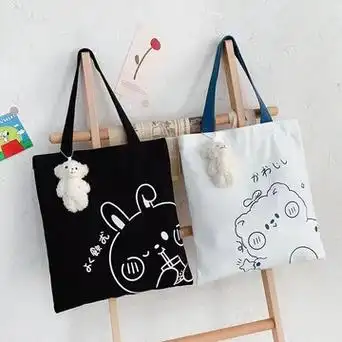 帆布包2022新款女单肩帆布袋大容量带拉链学生上课ins风简约日系