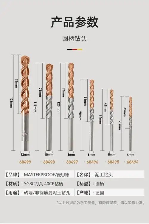 yg8c钨钢冲击钻头圆柄两坑两槽电锤钻头水泥混凝土墙壁打孔石工钻头