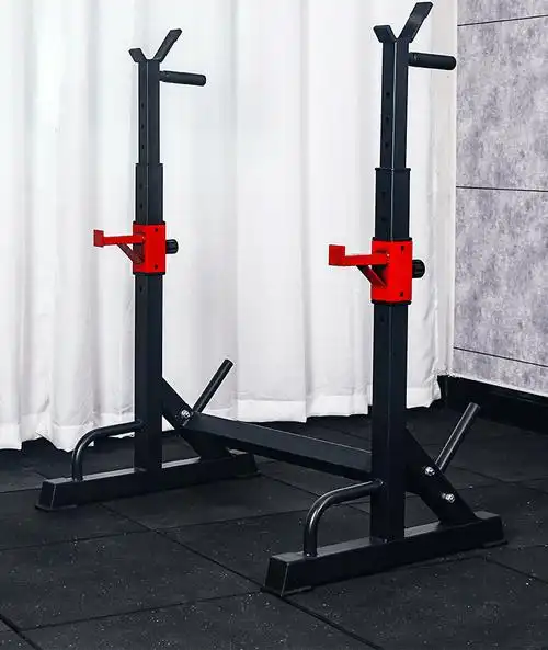 功能红色深蹲架家用健身器材可调节杠铃架举重床卧推训练器分体深蹲架