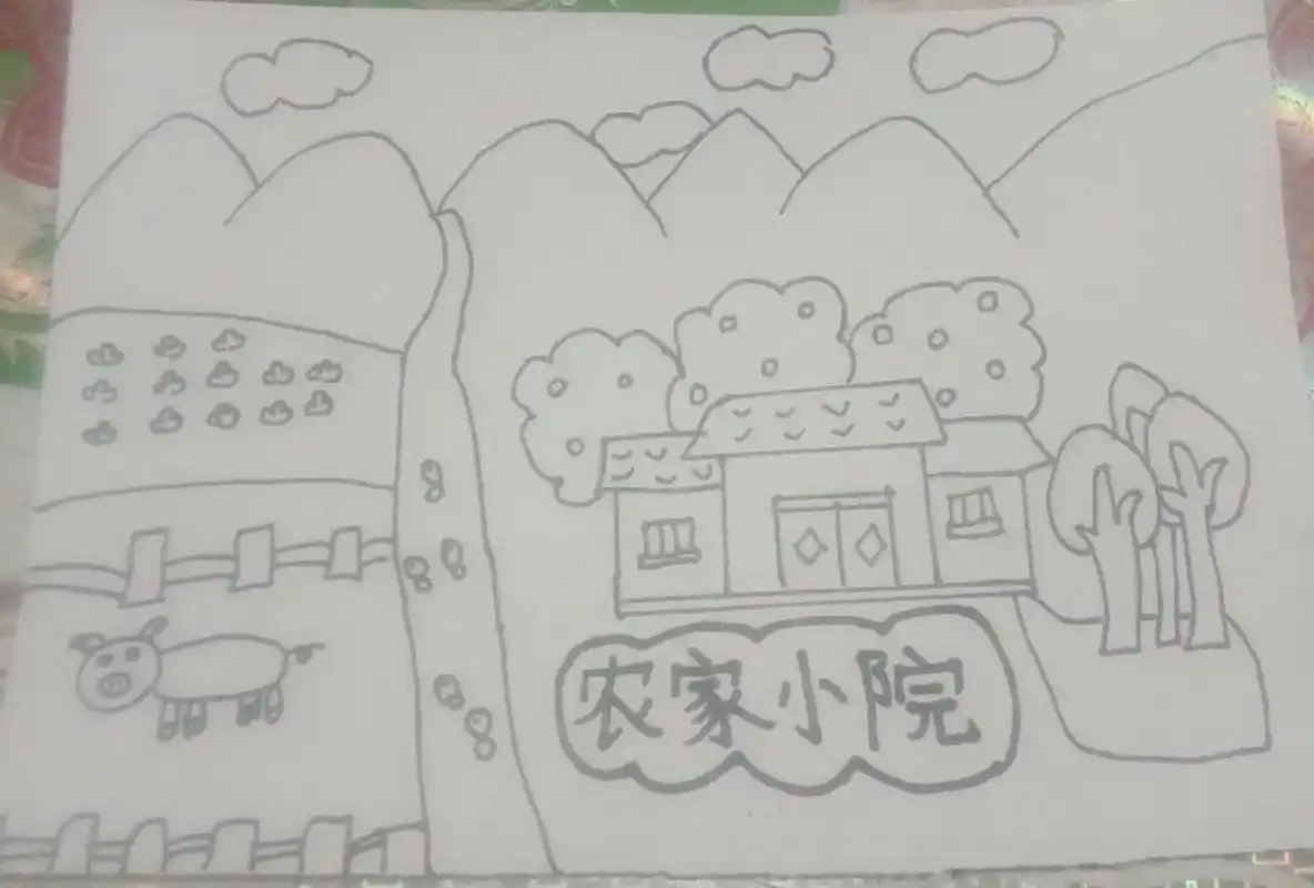 农家小院超级简单的简笔画 农家小院超级简单的简笔画,也不用写字.
