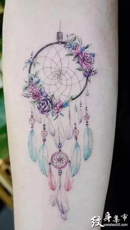 水彩捕梦网纹身水彩捕梦网纹身手稿水彩捕梦网纹身手稿图案