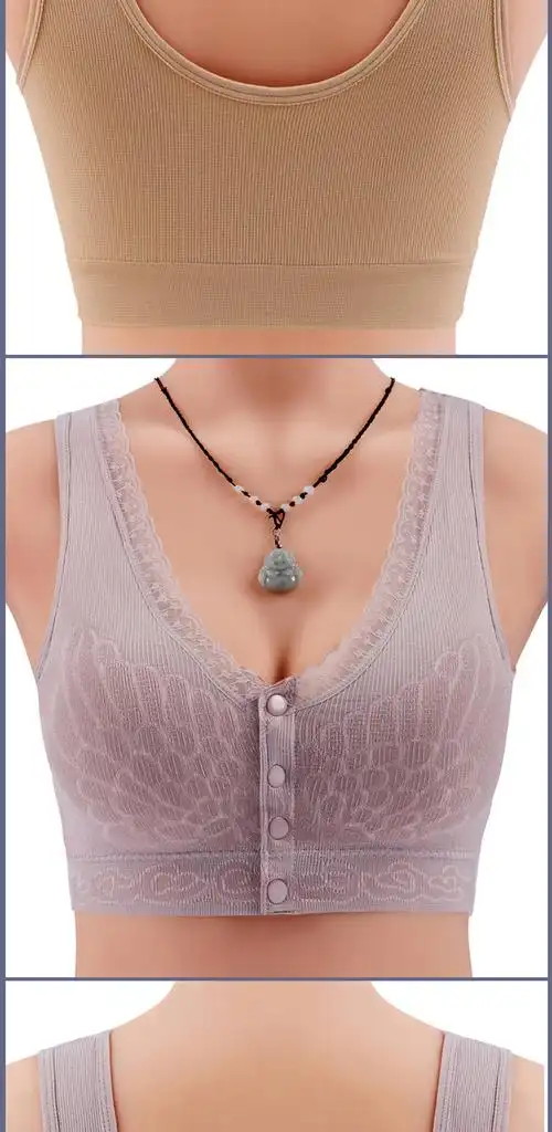 好品质女士大码内衣妈妈内衣文胸中年妇女老年人女背心式前扣大码乳胶