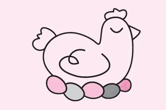 母鸡简笔画的画法步骤教程