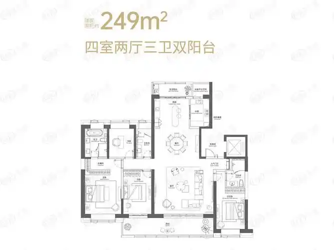 云锦东方4室2厅3卫户型图-昆明乐居