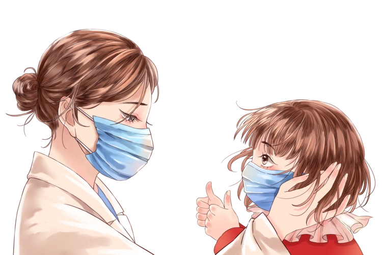 疫情期医护人员安慰短发美女戴口罩