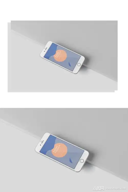 躺着手机白底样机效果图