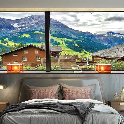 北欧风景ins高清假窗户背景布卧室床头装饰挂布宿舍改造墙布挂毯