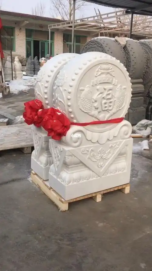 曲阳石雕汉白玉门墩抱鼓石门口摆件