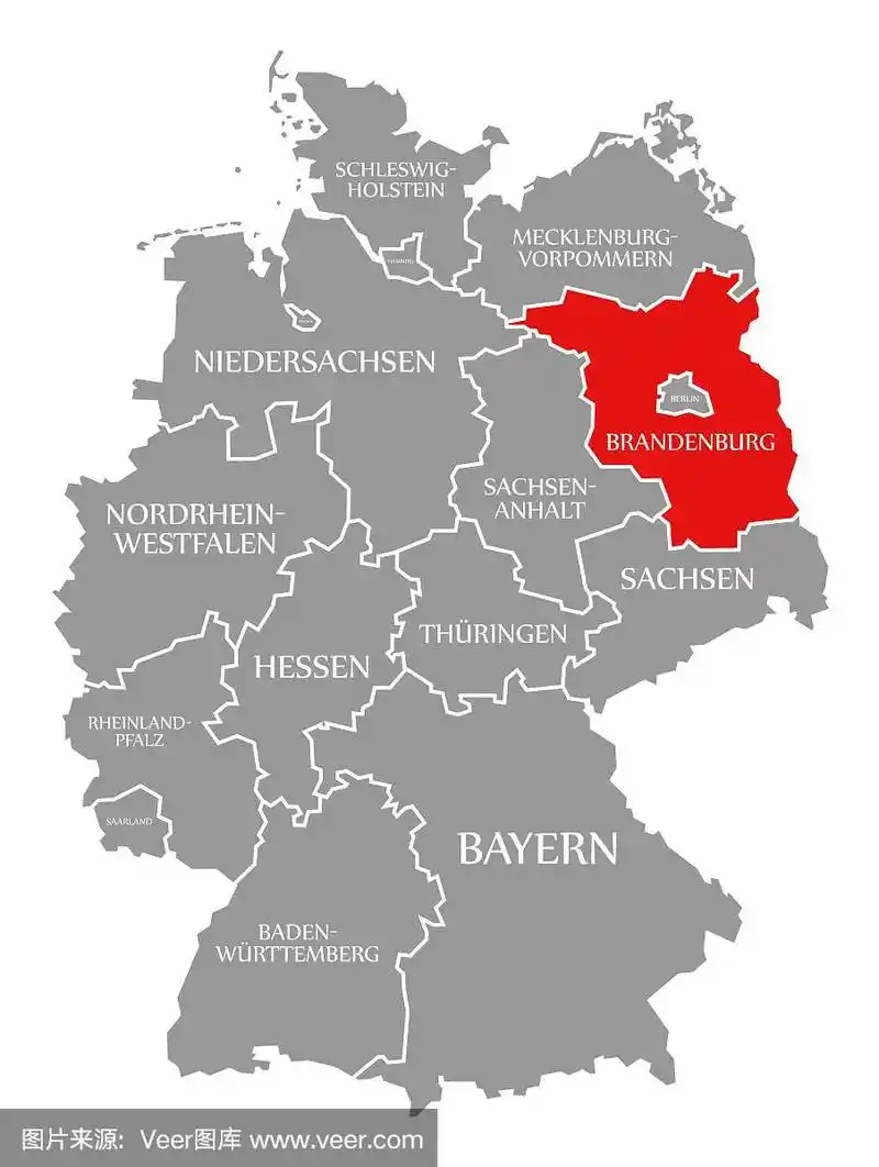 勃兰登堡红在德国地图上突出