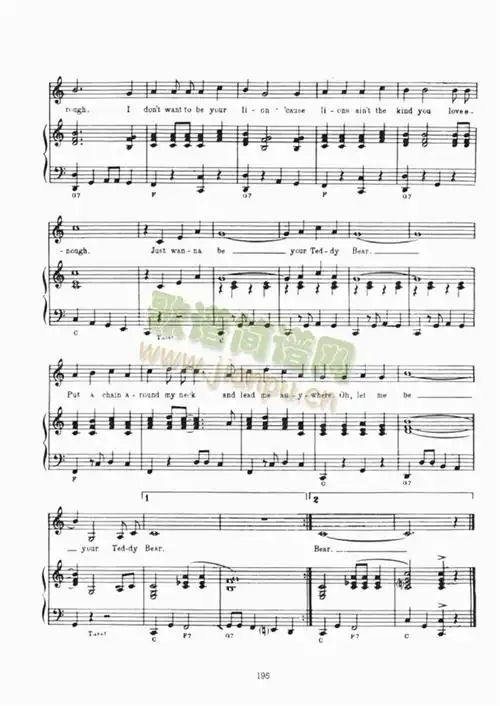 teddy bear 歌谱简谱网