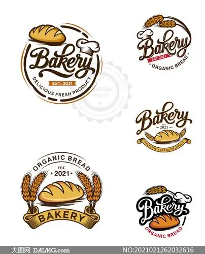 复古风格烘焙店铺标志设计矢量素材