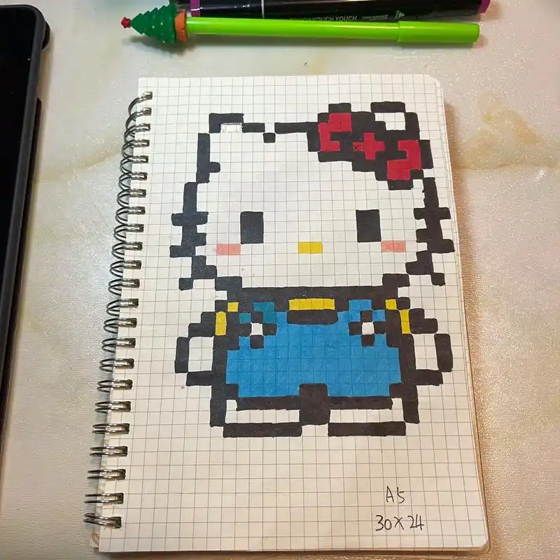 71566  像素画  kitty猫.网格本:a5    总占格 - 抖音