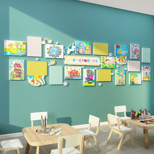 作品展示墙贴画室布置美术班教室幼儿园墙面装饰创意培训机构文化