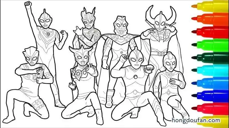 奥特兄弟们俩必须是简笔画