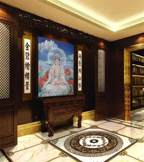 大型浮雕壁画 佛像壁画 佛堂玄关壁画 佛堂背景墙 瓷砖佛像画