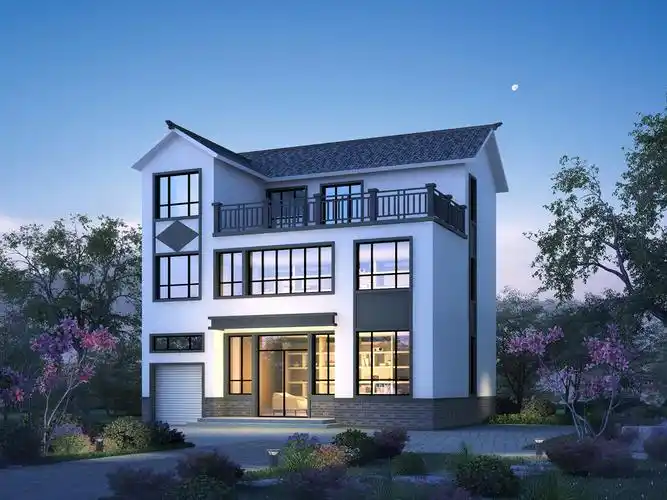 5*10米,新中式三层带车库 自建别墅全套设计图纸 - 住宅在线