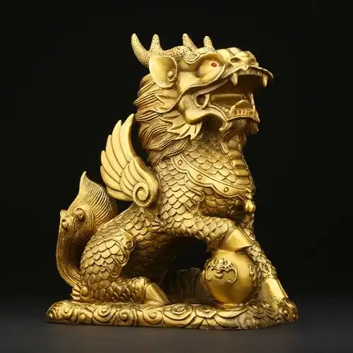 饰工艺品铜麒麟摆件一对踩八卦火麒麟招财家居客厅办公室店铺装