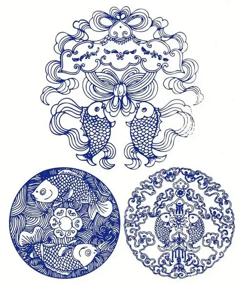 传统古典图案纹饰鱼纹五